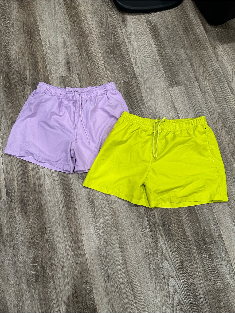 George Men's Swim Trunks in Lavender and Neon Yellow